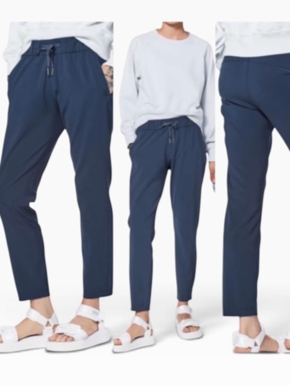 Lululemon On The Fly Pant Woven 28 Navy Blue Size 4 Travel Casual Minimalist